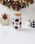 Pumpkin & Bows Frosted Glass Cup | 16oz Fall Iced Coffee Cup