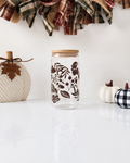 Autumn Leaves Glass Cup | 16oz Fall Iced Coffee Cup