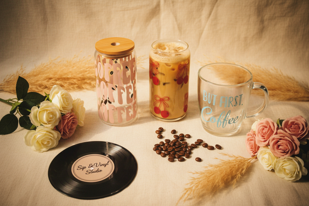 Sip & Vinyl Studio Hero - With Products